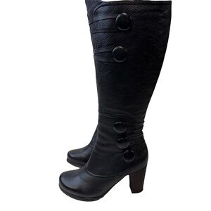 NEW! Miz Mooz Nicolette Knee High Black Full Zip Heeled Boot Sherpa Lined Size 6